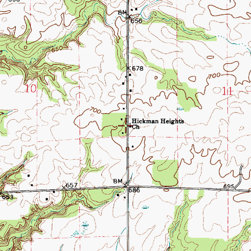 Topographic Map of Hickman Hights Church, IN