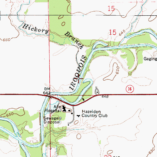 Topographic Map of Hickory Branch, IN