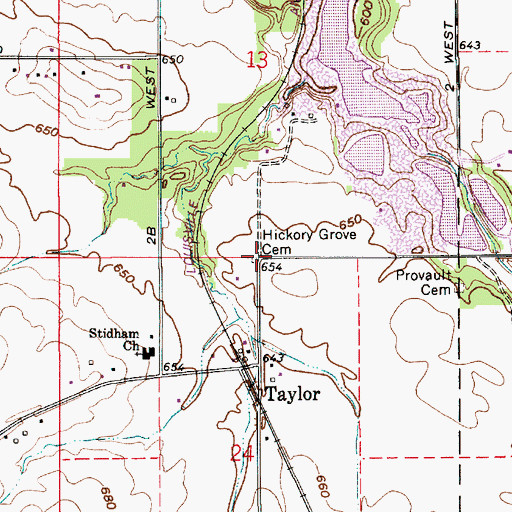 Topographic Map of Hickory Grove Cemetery, IN