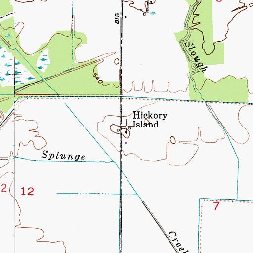 Topographic Map of Hickory Island, IN