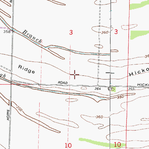 Topographic Map of Hickory Ridge, IN