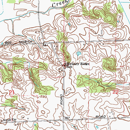 Topographic Map of Hickory Ridge School, IN