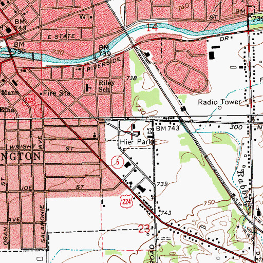 Topographic Map of Hier Park, IN
