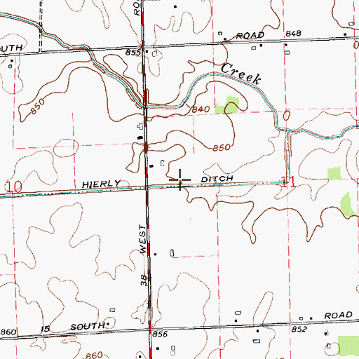 Topographic Map of Hierly Ditch, IN