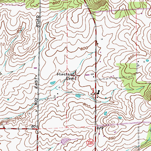 Topographic Map of Hiestand Cemetery, IN
