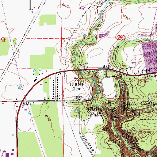 Topographic Map of Higbie Cemetery, IN