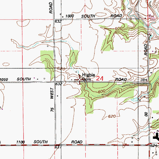 Topographic Map of Higbie Cemetery, IN