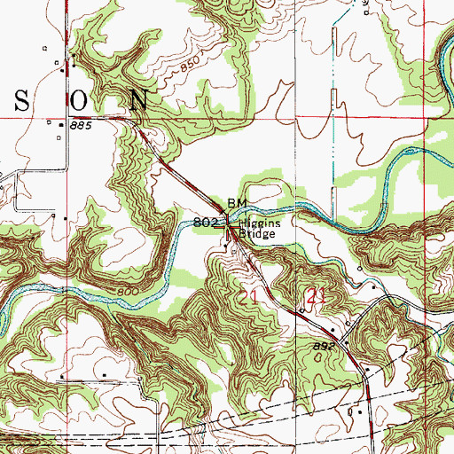 Topographic Map of Higgins Bridge, IN