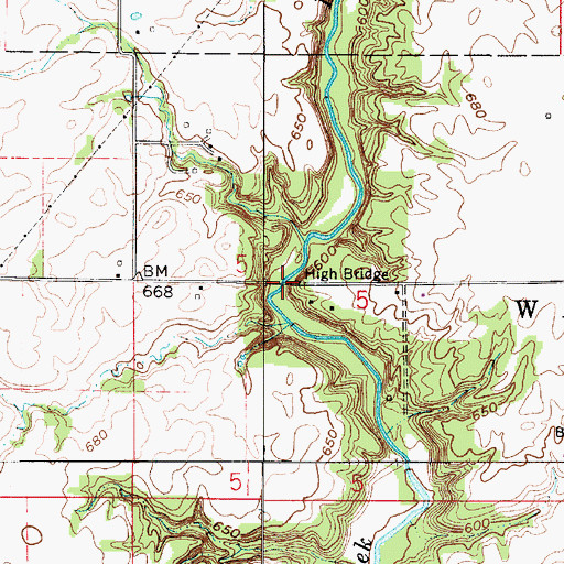 Topographic Map of High Bridge, IN
