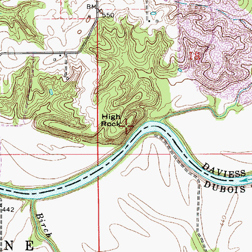 Topographic Map of High Rock, IN