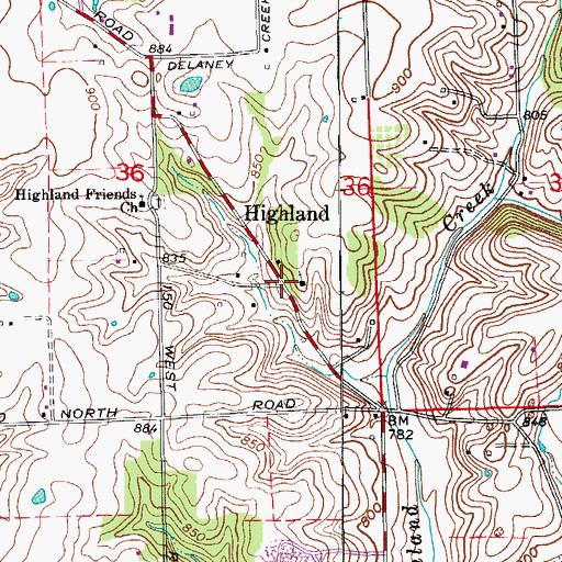 Topographic Map of Highland, IN