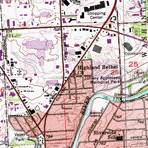 Topographic Map of Highland Bethel Church, IN