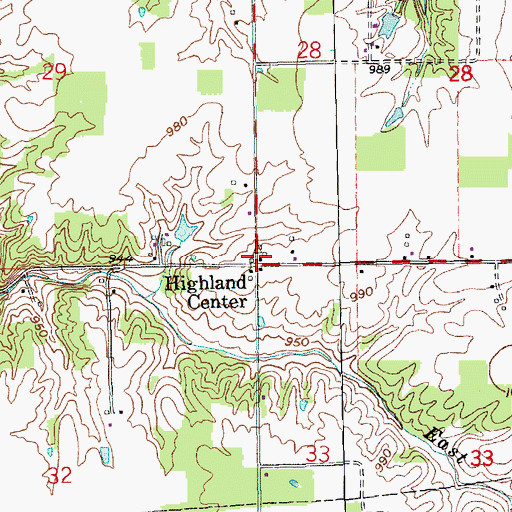 Topographic Map of Highland Center, IN