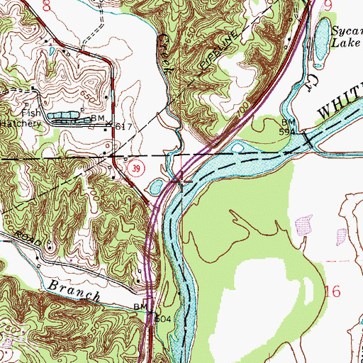 Topographic Map of Highland Creek, IN