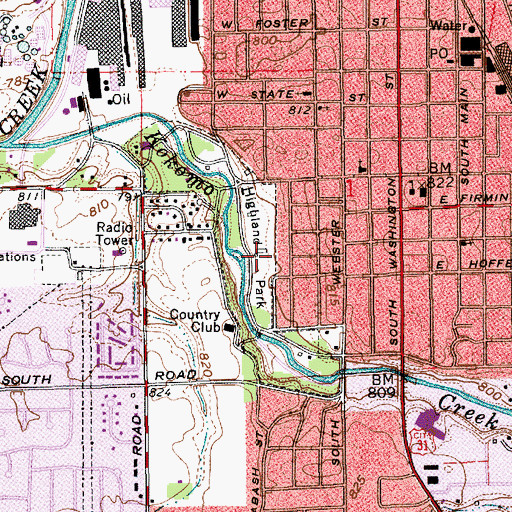 Topographic Map of Highland Park, IN
