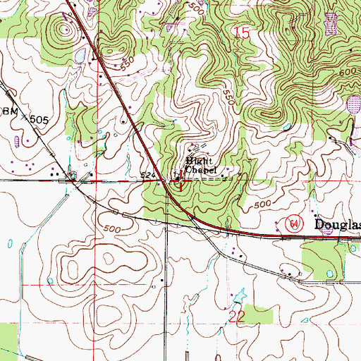 Topographic Map of Hight Chapel, IN