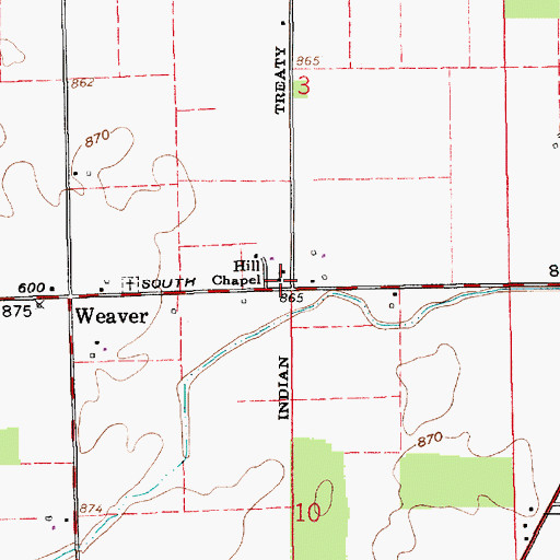 Topographic Map of Hill Chapel, IN