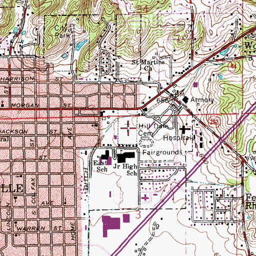 Topographic Map of Hilldale Cemetery, IN