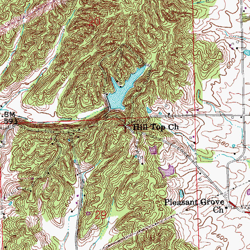 Topographic Map of Hill Top Church, IN
