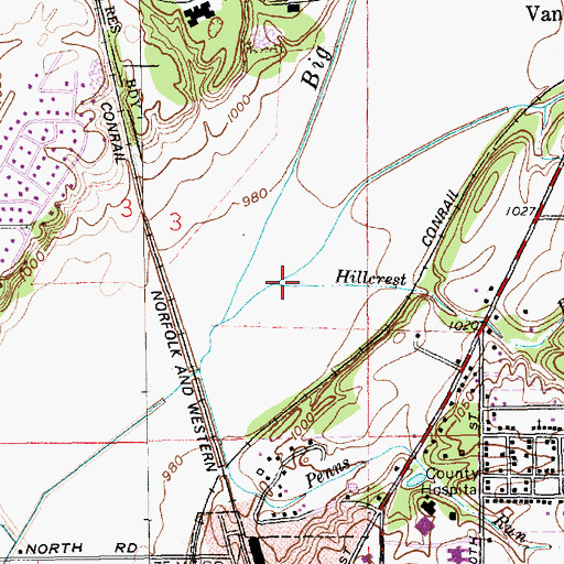 Topographic Map of Hillcrest Brook, IN