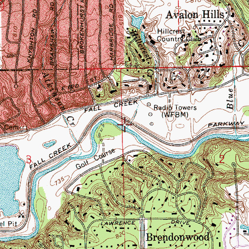Topographic Map of Hillcrest Creek, IN