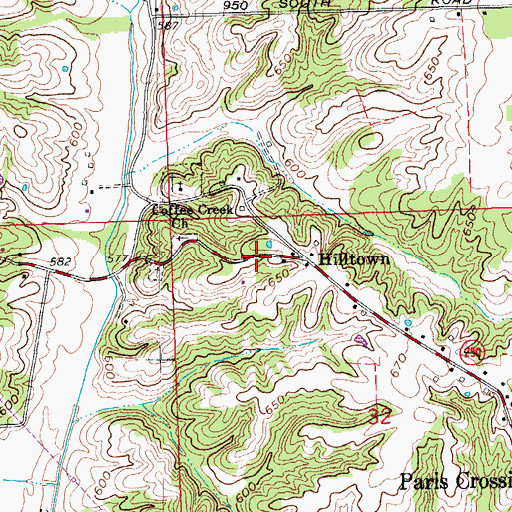 Topographic Map of Hilltown, IN