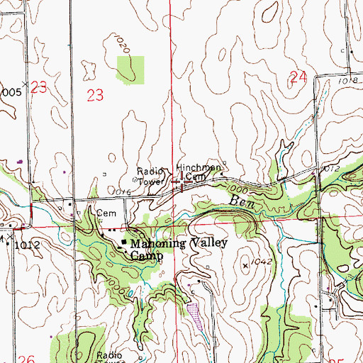 Topographic Map of Hinchman Cemetery, IN