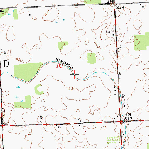 Topographic Map of Hindman Ditch, IN