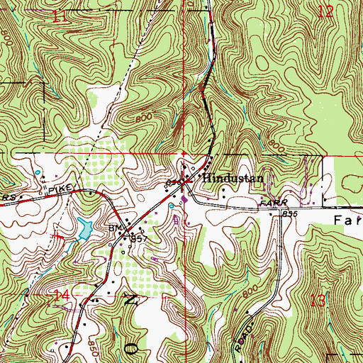 Topographic Map of Hindustan, IN