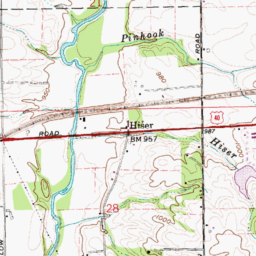 Topographic Map of Hiser, IN