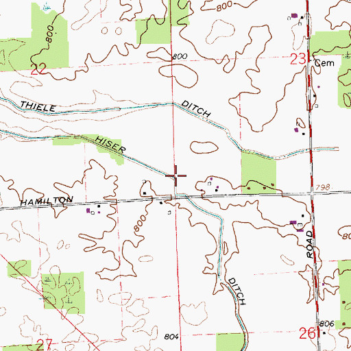 Topographic Map of Hiser Ditch, IN