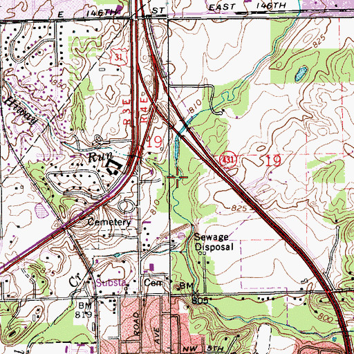 Topographic Map of Hiway Run, IN