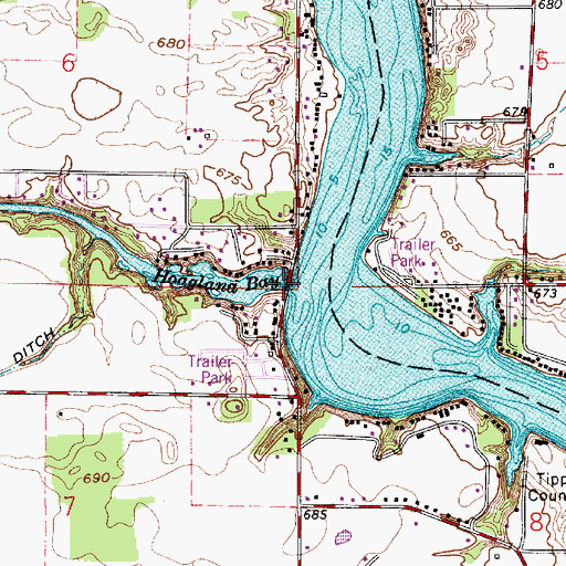Topographic Map of Hoagland Bay, IN