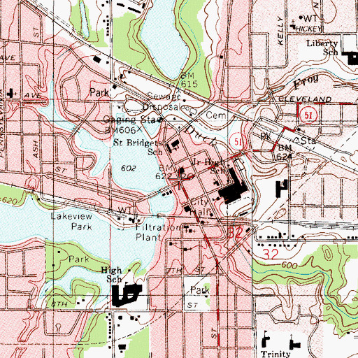 Topographic Map of Hobart, IN