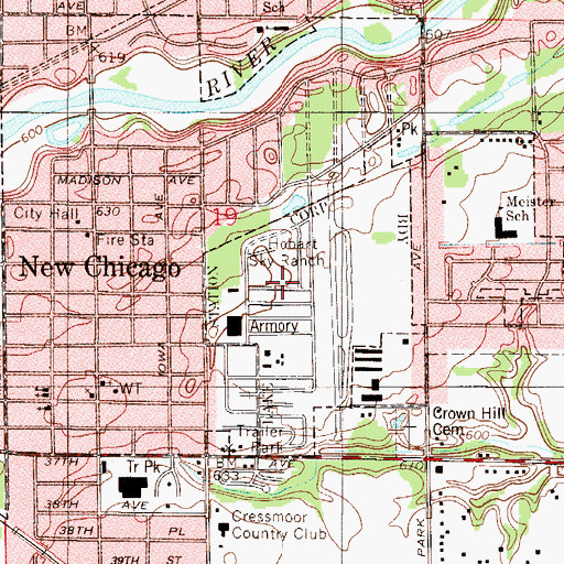 Topographic Map of Hobart Sky Ranch, IN