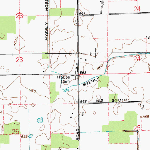 Topographic Map of Hobbs Cemetery, IN