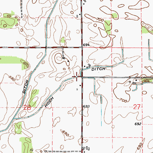 Topographic Map of Hoch Ditch, IN