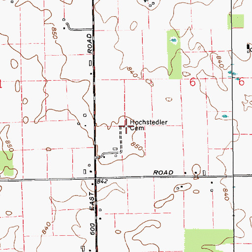 Topographic Map of Hochstedler Cemetery, IN