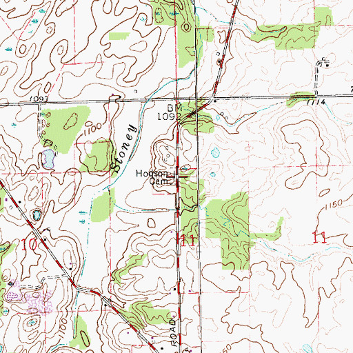 Topographic Map of Hodson Cemetery, IN