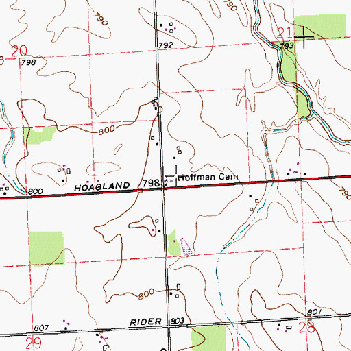 Topographic Map of Hoffman Cemetery, IN