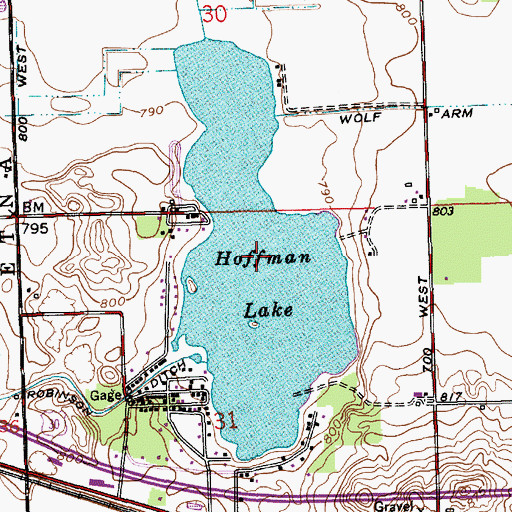 Topographic Map of Hoffman Lake, IN