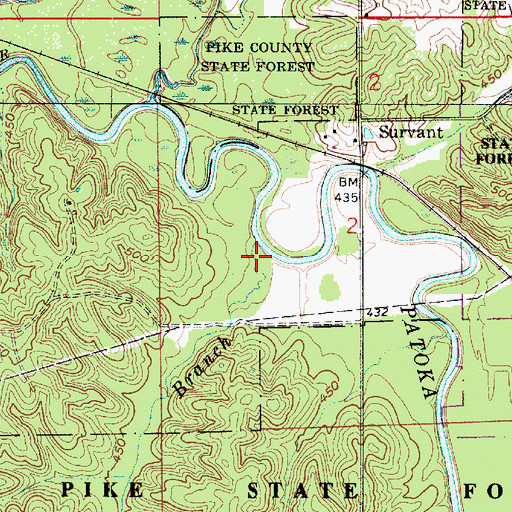 Topographic Map of Hog Branch, IN