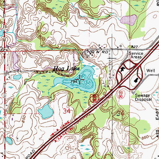 Topographic Map of Hog Lake, IN