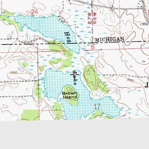 Topographic Map of Hog Lake, IN