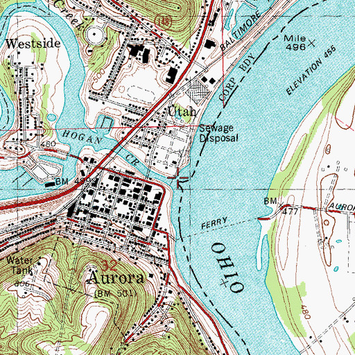 Topographic Map of Hogan Creek, IN