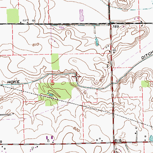 Topographic Map of Hoke Ditch, IN