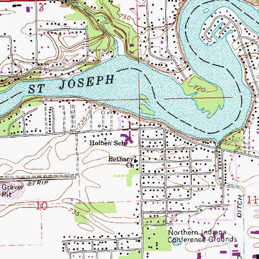 Topographic Map of Harley Holben Elementary School, IN