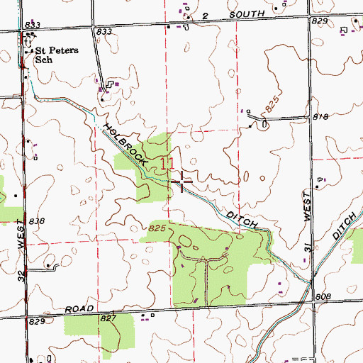 Topographic Map of Holbrock Ditch, IN