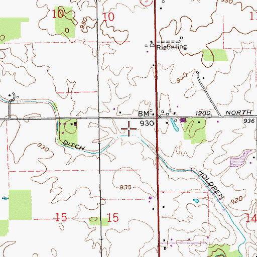 Topographic Map of Holdren Ditch, IN