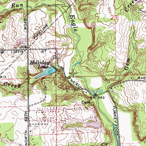 Topographic Map of Holiday Creek, IN